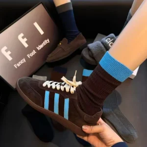 Minimalist Ribbed Crew Socks for Unisex Contrast Trim Accent Soft Breathable Comfortable Casual Streetwear Multicolor Socks Set