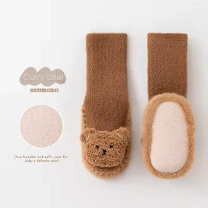 Mink Velvet Thickened Warm Breathable Cute Baby Indoor Floor Shoes 1 3 Years Old Autumn Winter Cartoon Middle Baby Socks