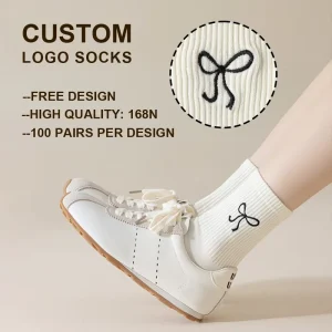Mock Up Embroidered Athletic Sports Calcetines Cotton Crew Embroidery Logo Custom Made Socks
