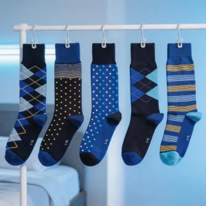 Modern Blue Men’s Dress Socks Quick Delivery Super Soft Eco-Friendly Modal Custom Made Sweat-Absorbent Anti-Bacterial Breathable