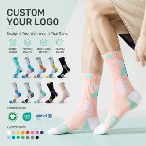 Moisture Wicking Anti Odor Cotton Professional Sports High Top Crew Socks For Basketball Running Athletic Mens Cotton Crew Socks