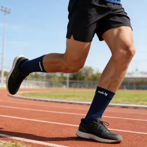Moisture Wicking Breathable Knitted Crew Socks Custom Embroidered Logo Eco Friendly Men’s Sports Socks for Running and Training