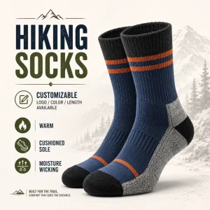 Moisture Wicking Wool Sports Hiking Socks Thick Cushioned Sole Custom Warm Wool Socks Men Winter Thick Merino Wool Socks