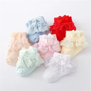 Month Newborn Baby Socks for Girls Cotton Lace Infant Girls Sock Princess Bow Toddler Baby Girls Socks Spring