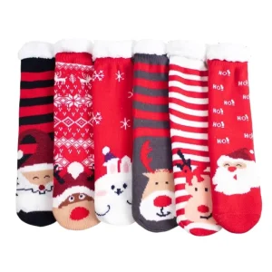 Multicolored Winter Warm Socks Fuzzy Christmas Soft Thick Warmer Mid Calf Length Knitted Socks