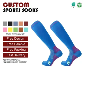 Muscle Compression Striped Socks Knitted Nylon Fitness Running Marathon Tube Men’s Women’s Spring Youth Knee High