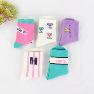 NEW DESIGN WINTER FUNNY CUTE ANIMAL STRIPE 100% COTTON BABY GIRL ANKLE SOCKS ORGANIC COTTON GIRL SOCKS for