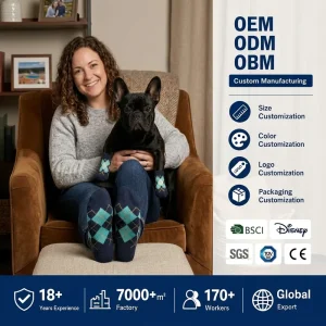 Navy Teal Argyle Matching Dog & Owner Socks Custom Logo Winter Warm Knit Pet Paw Protectors OEM ODM Factory