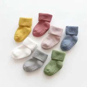 Neutral Baby Socks Custom Logo Anti Slip Thick Eco Friendly Cotton Toddlers Kids Casual 3 Months Warm Socks