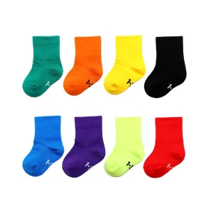 Neutral Cotton Non Slip Custom Baby Socks Breathable Crew Casual Socks with Grips for Infants Little Girls Boys