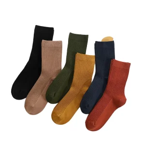 New Arrival Classic Rib Knitted Cotton Socks for Women Breathable and Odor-Proof Mens Crew Length for Daily Use in Autumn