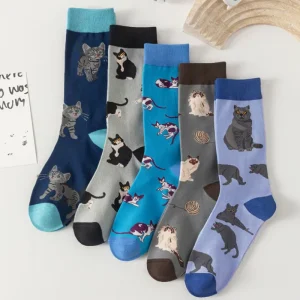 New Arrival Premium Cotton Crew Socks Breathable Cute Cartoon Animal Print for Men Women Daily Use Comfortable Knitted Body