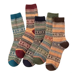 New Arrival Winter Multi-color Nordic Style Jacquard Socks Thickened Warm Ethnic Style Men’s Socks Crew Winter Socks