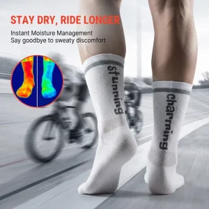 New Arrive High Quality Men’s Coffee Fiber Yarn Sports Cycling Socks Breathable Moisture Wicking Deodorant Reflective Crew Socks