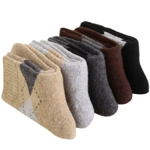 New Autumn and Winter Thickened Warm Terry Rhombus Wool Socks for Men