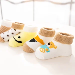 New Children 5 Pairs Newborn Baby Winter Thick Socks 6 12 Months Cartoon Mid Tube Combed Cotton Boys Girls Infant