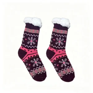 New Crew Anti Slip Sherpa Lined Christmas Reindeer Indoor Socks for Women