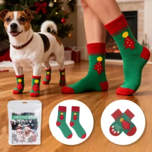 New Cross Border Pet Socks Christmas Parent Child Dog Socks Warm and Non Slip Dog Socks Large and Small Dog Socks
