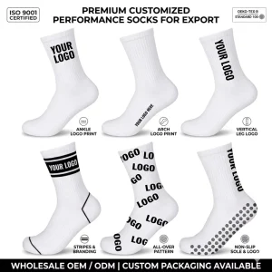 New Custom Design logo Cotton Crew White Black Outdoor Dryfit Material Women and Men Socks