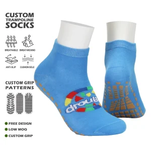 New Design Trampoline Sports Socks Low Cut Sports Trampoline Socks Custom Trampoline Anti Slip Grip Sock for Adults Kids