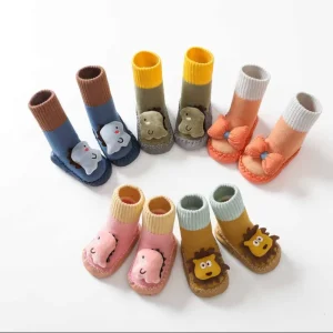 New Dinosaur Baby Socks Walking Shoes Soft-Soled Comfortable Mid-Calf Combed Cotton Cute Cartoon Non-Slip Unisex Infant Shoes