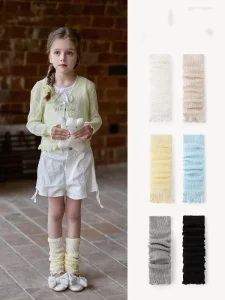 New Fashion Solid Color Knitting Plain Rib Kids Leg Warmers Children Socks