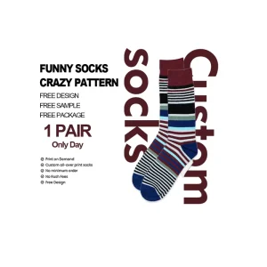 New Funny Socks Logo Knitting Stripe Funny Socks Cotton Women Men Striped Casual Happy Funny Socks
