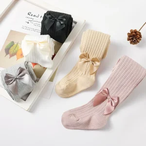New Girls’ Underpants Cotton Spring and Autumn Newborn Princess Bow Socks High Quality Baby Pantyhose