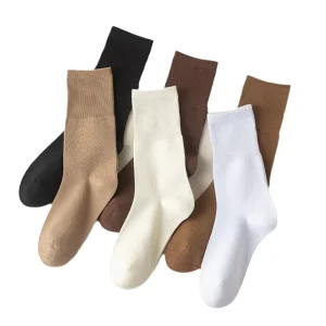 New Model Women’s Polyester Cotton Casual Socks Breathable Plain White Middle Socks for Summer