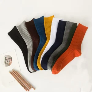 New Socks Solid Color Double Needle Men’s Socks Medium Tube Business Socks