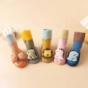 New Spring Autumn Dinosaur Baby Toddler Shoe Mid-Calf Combed Cotton Warmth Soft Sole Comfortable Cute Cartoon Non-Slip