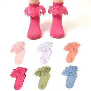 New Spring Breathable Lightweight Children’s Knitted Cotton Baby Socks with Delicate Lace Trim Sweet Princess Style