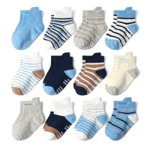 New Striped Color Block Knitted Children’s Socks Non-Slip Breathable Boys’ Floor Socks Baby Socks