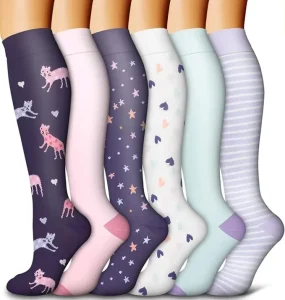 New Style Manufacturer Custom Pattern Breathable Colorful Fancy Knee High Compression Socks