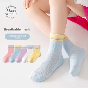New Style Older Children’s Summer Thin Sweet Chic Ankle Socks Knitted Breathable Spandex Polyester Cotton Seamless