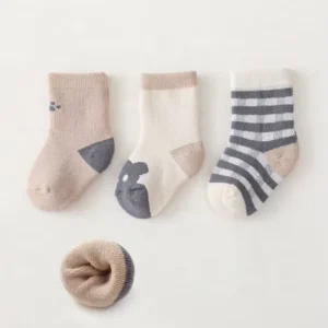 New Terry Thickened Crew Winter Socks for Kids 100% Cotton Casual Style for New Born Babies Toddlers Boys Girls