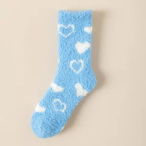 New Thick Winter Girl Floor Socks High Navy Blue Ankle Thermal Socks