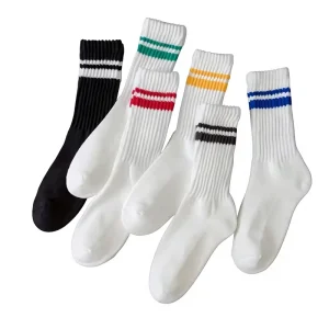 New Thickened 2 Pile Terry Men’s Striped Socks Towel Mid Calf Percent Cotton Athletic Socks Soft Comfortable Durable Men Socks