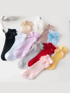 New Trending Baby Socks Large Bowknot Mesh Breathable Knee High Cozy Socks for Toddler Newborn Baby