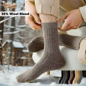 New Winter Luxury Merino Wool Socks for Men Thermal Ultra Soft Crew Socks with Odor Control