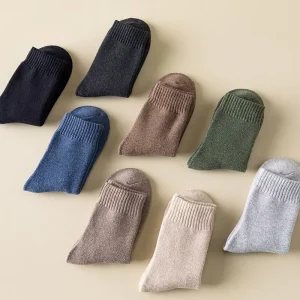 New Winter Thick Warm Terry Loop Men Socks Soft Cotton Plain Colors Fashion Men Tube Socks
