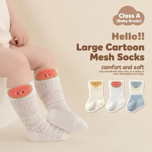 Newborn Baby Crew Socks Spring Summer Mesh Breathable Cartoon Fruit Animal Strawberry Watermelon Panda Bear Dinosaur Bulk