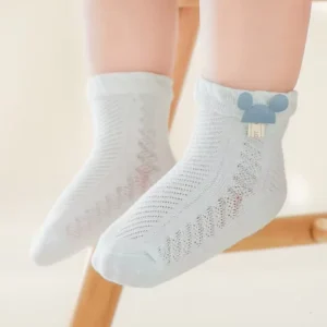 Newborn Baby Socks Mesh Breathable Cotton Cartoon Cute Soft Animal Baby Socks Solid Color Children’s Walking Socks