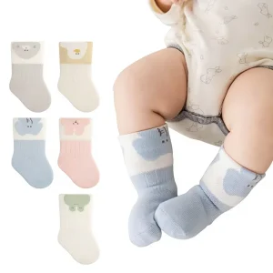 Newborn Baby Socks Spring Autumn Cartoon Cute Children Thin Breathable Long Staple Cotton Boneless Loose Top Class