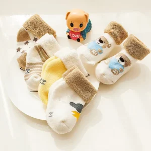 Newborn Baby Socks Winter Cute Cartoon Doll Baby Stocking Cotton Slouch Warm Knitted Kids Socks