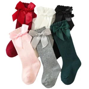Newborn Baby Socks With Bow Bowknot Winter Cotton Kids Floor Socks Knee High Baby Girl Socks Legger Warmer