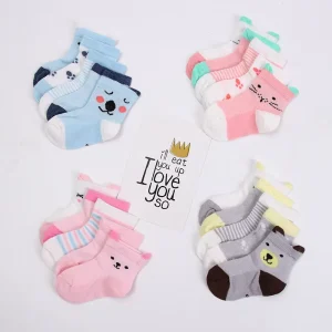 Newborn Infant Cute Cartoon Soft Cotton Mesh Short Socks Fashion Kids’ High Crew Anti Slip Baby Socks for Boys and Girls