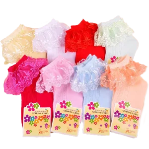Newborn Infant Toddler Baby Girl Cute Frilly Lace Ankle Socks Knitted Anti-Bacterial Breathable Cotton Spandex