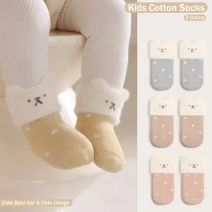 Newborns Thickened Fleece Lined Warm Mid Calf Terry Socks Infants Toddler Unisex Baby Cartoon Socks for Autumn Winter