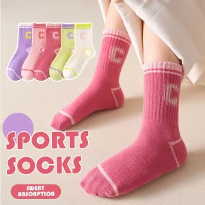 Newest Vendors Custom Logo Spring Autumn Children’s Cute Cartoon Letter Girl Cotton Sock for Children